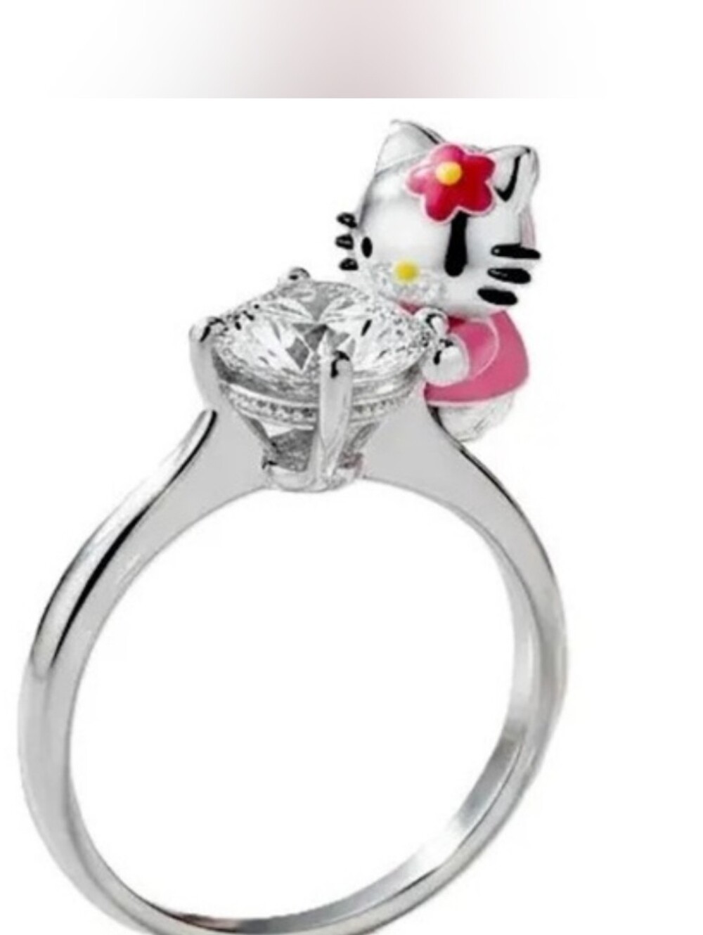 EXCLUSIVE - Hello Kitty Officially Licensed 925 Sterling Silver & CZ Ring (Sz 8) - Picture 5 of 9